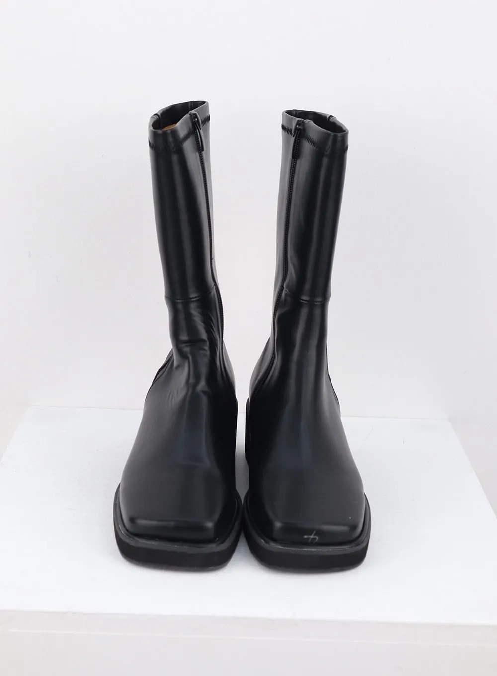 Faux Leather Side Zip Boots OS302
