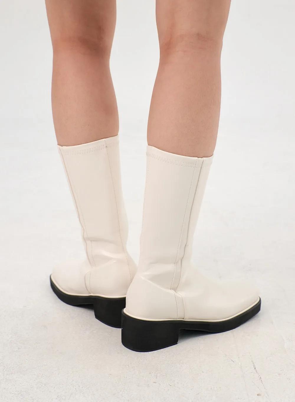 Faux Leather Side Zip Boots OS302