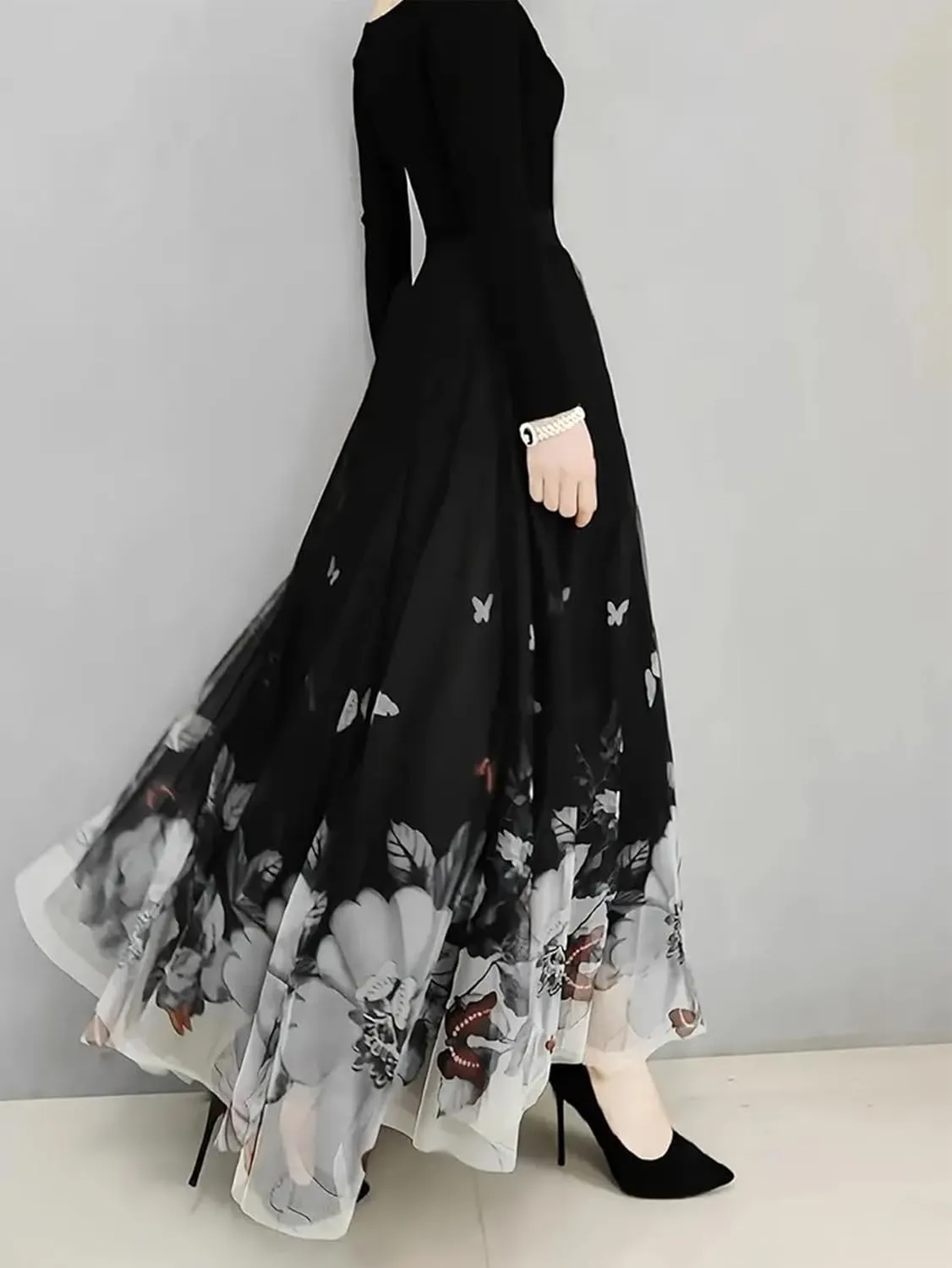 FEORJGP Womens Double-Layered Mesh Midi Skirt Elastic Waist Maxi Skirt A Line Long Skirt Summer Ruffle Pleated Midi Skirt