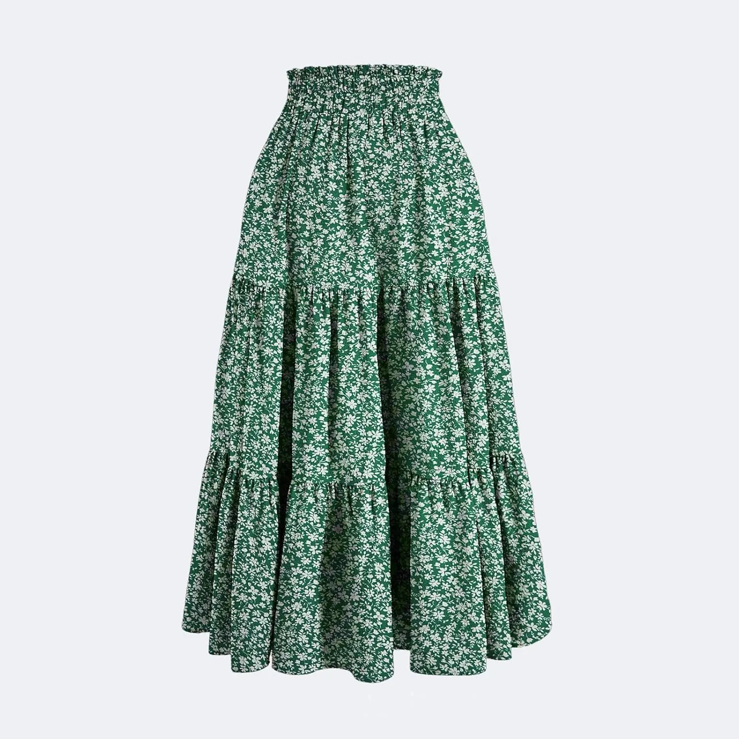 Floral Maxi Skirt Flowy Trendy Long Skirts for Women Boho High Waisted Swing A Line Tiered Casual Clothes