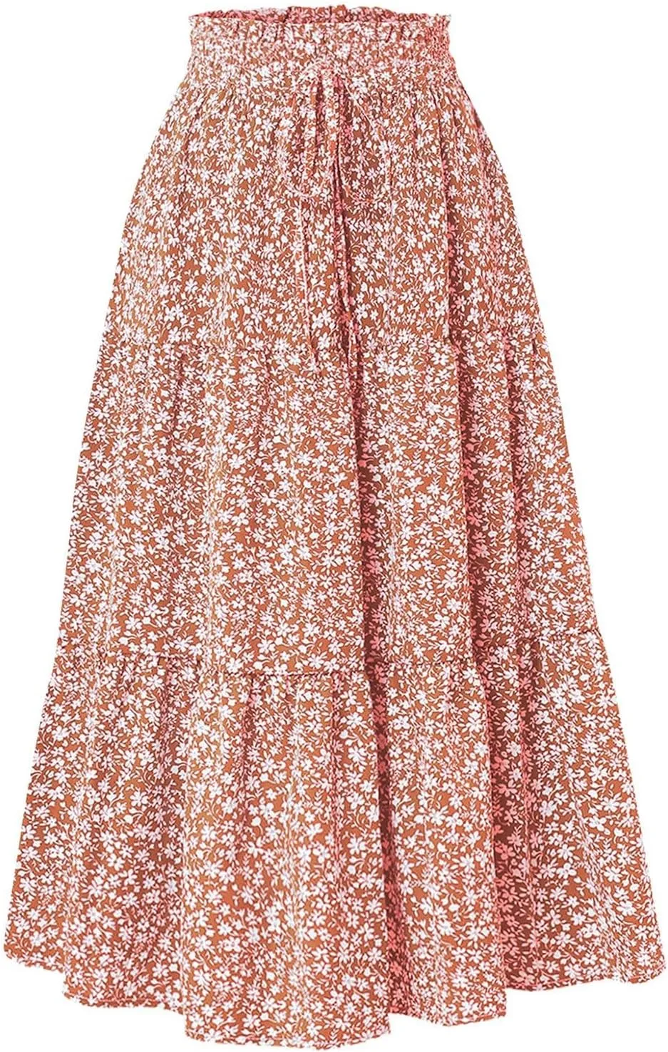 Floral Maxi Skirts for Women 2025 Summer Comfy Tiered Elastic High Waisted Skorts Vacation Flowy Swing Long Dress