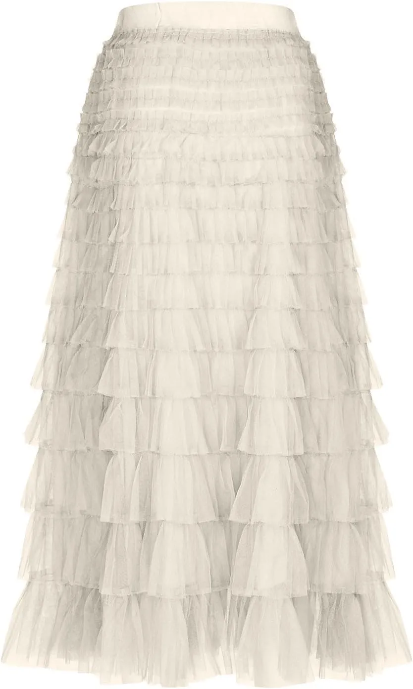 Flowy Skirts for Women A-Line Skirt Casual Layered Skirt Elegant Breathable Flowy Midi Length Skirts Work Skirt