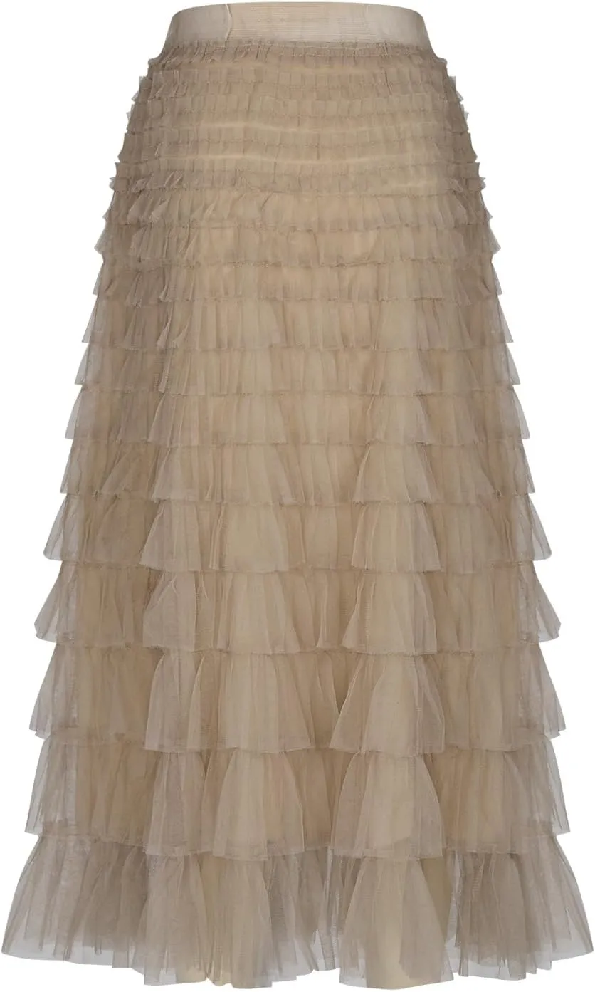 Flowy Skirts for Women A-Line Skirt Casual Layered Skirt Elegant Breathable Flowy Midi Length Skirts Work Skirt