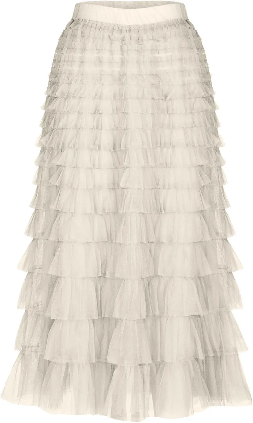 Flowy Skirts for Women A-Line Skirt Casual Layered Skirt Elegant Breathable Flowy Midi Length Skirts Work Skirt