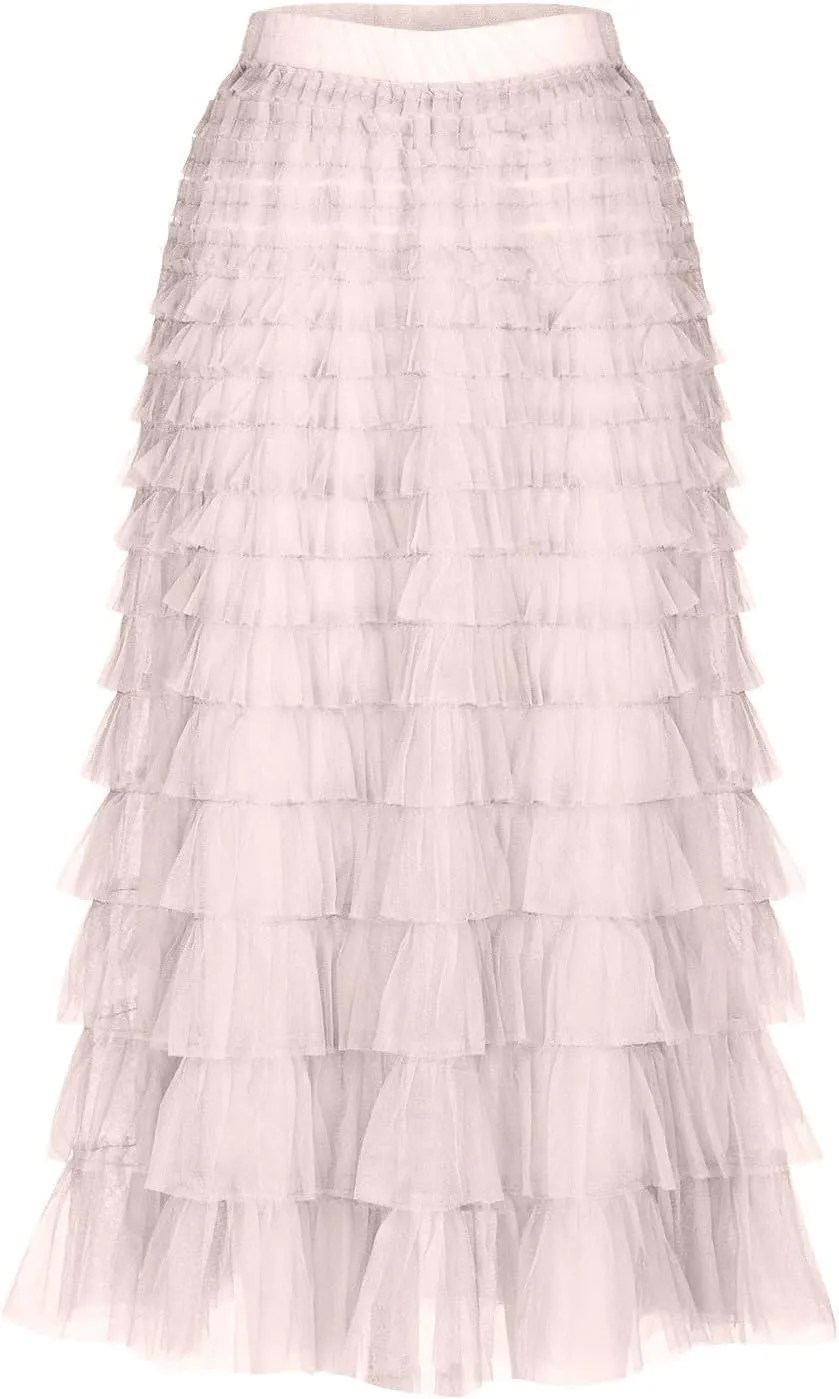 Flowy Skirts for Women A-Line Skirt Casual Layered Skirt Elegant Breathable Flowy Midi Length Skirts Work Skirt