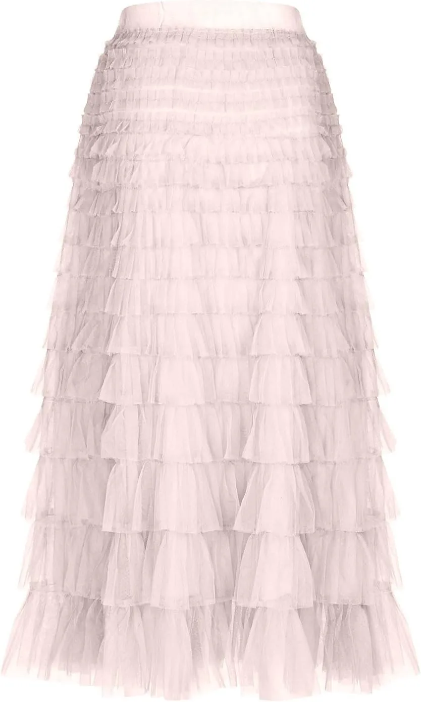 Flowy Skirts for Women A-Line Skirt Casual Layered Skirt Elegant Breathable Flowy Midi Length Skirts Work Skirt