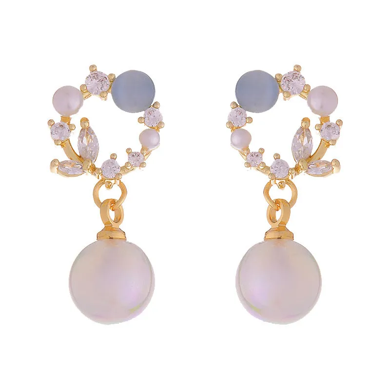 High-Grade Blue Opal Fairy Fish Ji Pearl Stud Earrings