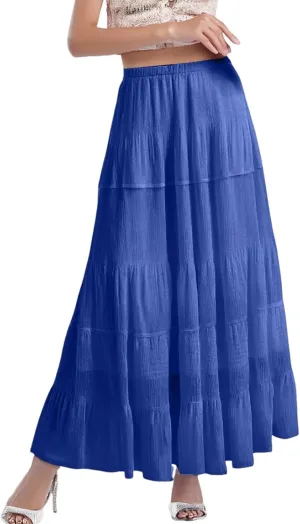 High Waisted Skirts for Women Long Maxi A-Line Elastic High Waisted Soft Elegant Summer Vacation Flowy Long Skirts
