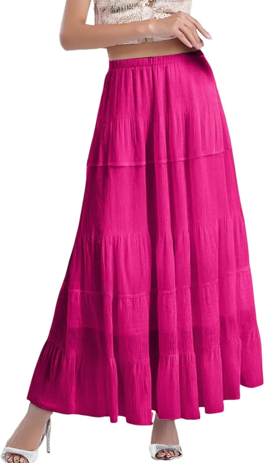 High Waisted Skirts for Women Long Maxi A-Line Elastic High Waisted Soft Elegant Summer Vacation Flowy Long Skirts