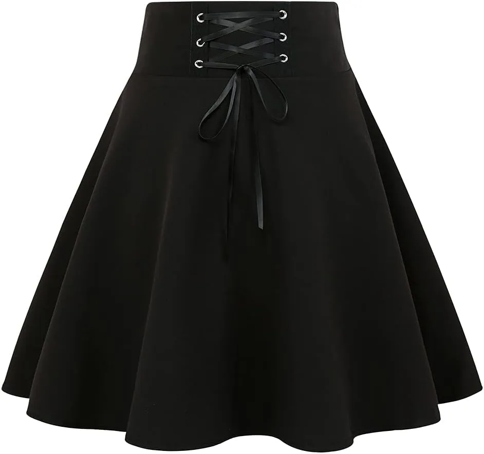 IDEALSANXUN Gothic Plaid Mini Skirts for Women Short High Waist Plaid Skirts