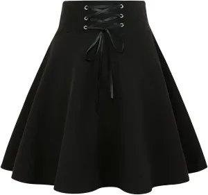IDEALSANXUN Gothic Plaid Mini Skirts for Women Short High Waist Plaid Skirts