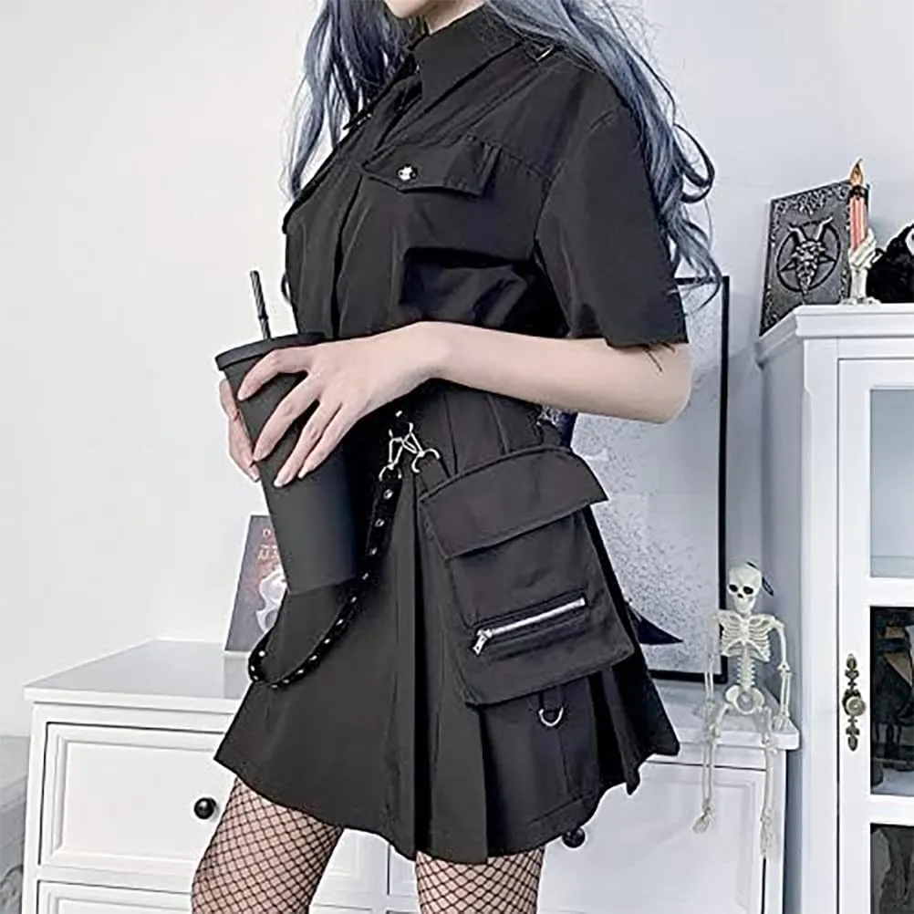 IDEALSANXUN Gothic Plaid Mini Skirts for Women Short High Waist Plaid Skirts