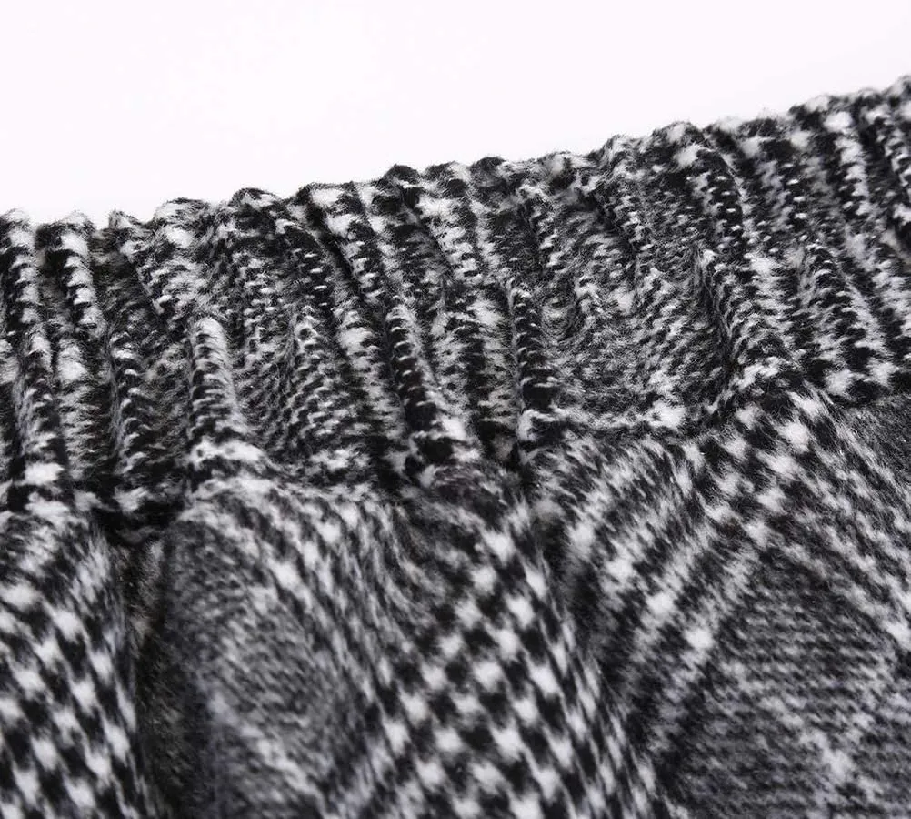 IDEALSANXUN Womens Plaid Wool Skirts Elastic Waist A-Line Pleated Tartan Long Skirts