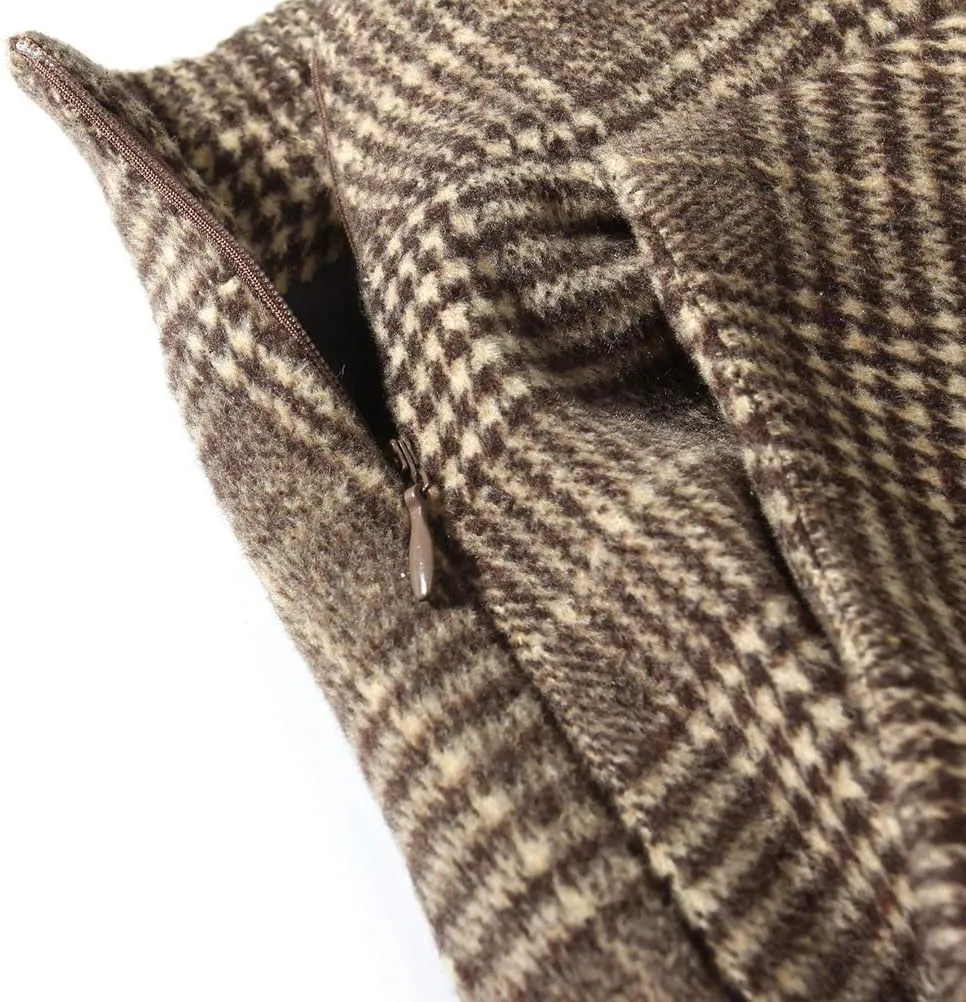 IDEALSANXUN Womens Plaid Wool Skirts Elastic Waist A-Line Pleated Tartan Long Skirts