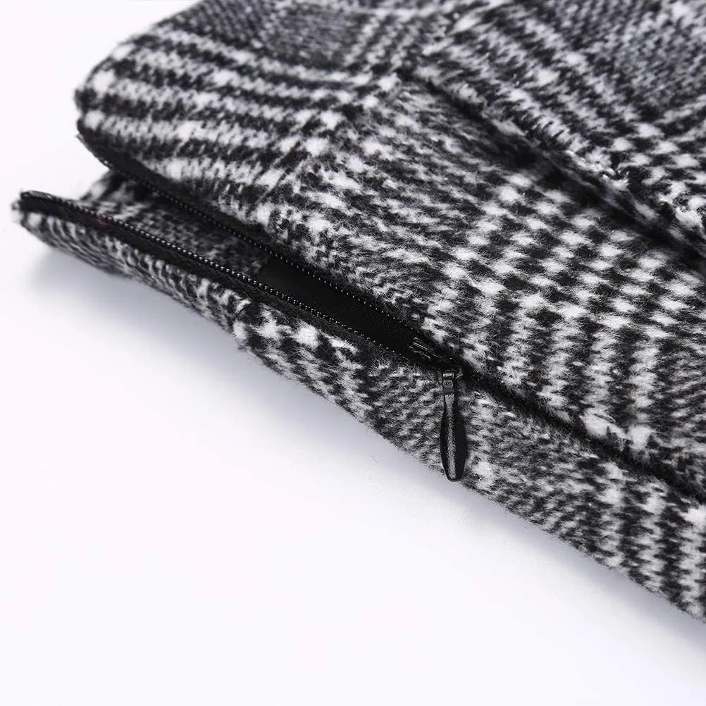 IDEALSANXUN Womens Plaid Wool Skirts Elastic Waist A-Line Pleated Tartan Long Skirts
