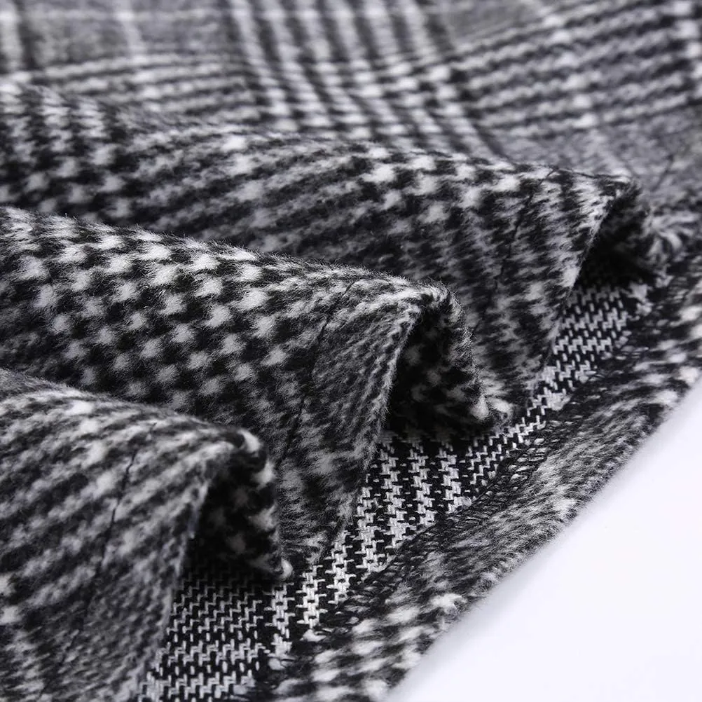 IDEALSANXUN Womens Plaid Wool Skirts Elastic Waist A-Line Pleated Tartan Long Skirts