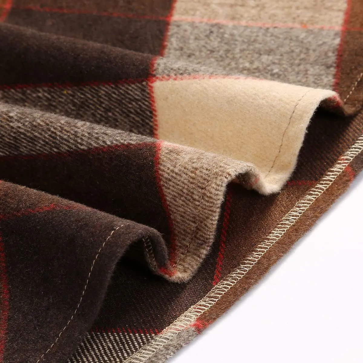 IDEALSANXUN Womens Plaid Wool Skirts Elastic Waist A-Line Pleated Tartan Long Skirts
