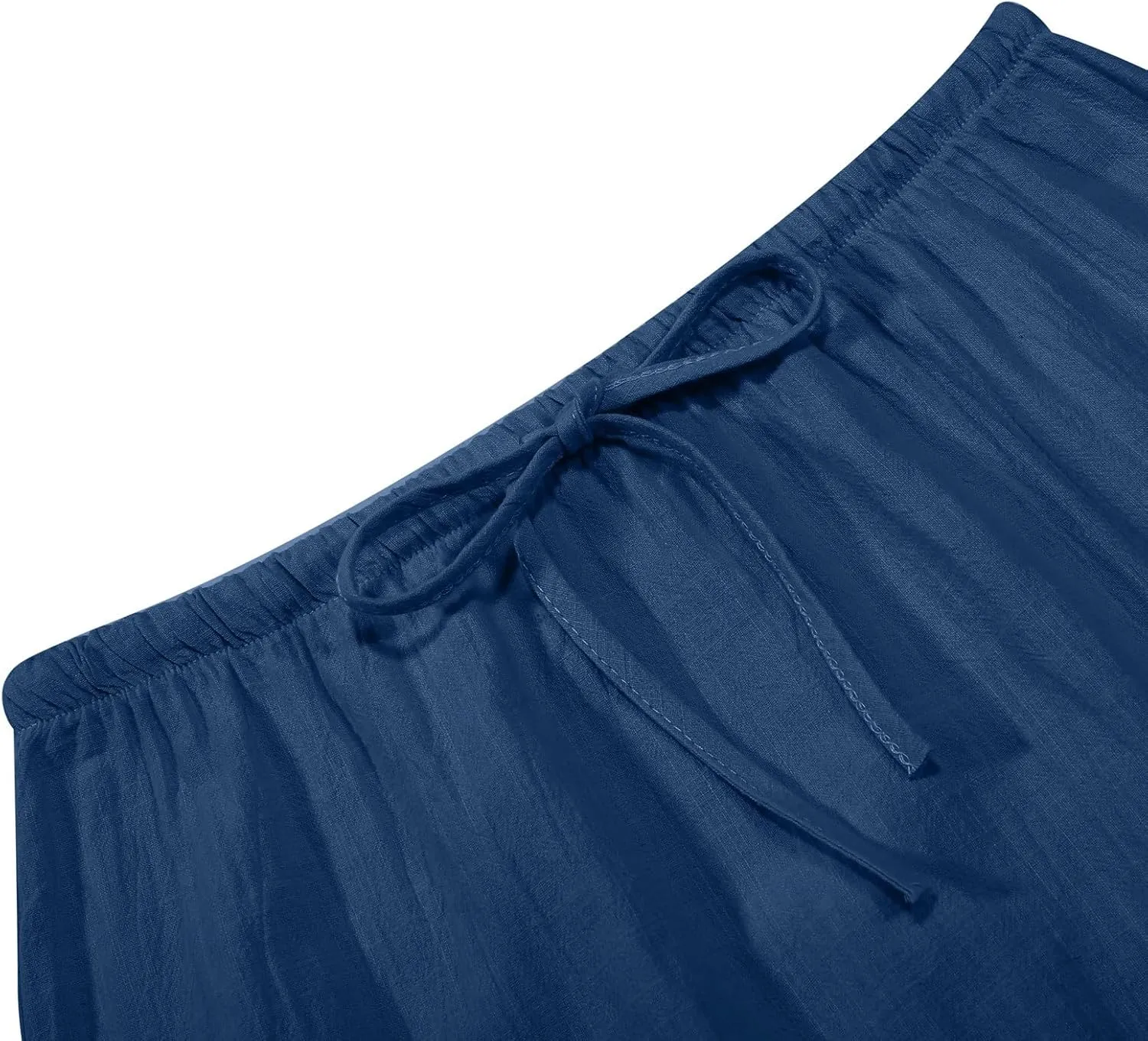 Linen Maxi Skirt for Women Drawstring Waist A Line Long Flowy Ankle-Length Trendy Boho Dress Comfy Summer Beach Vacation