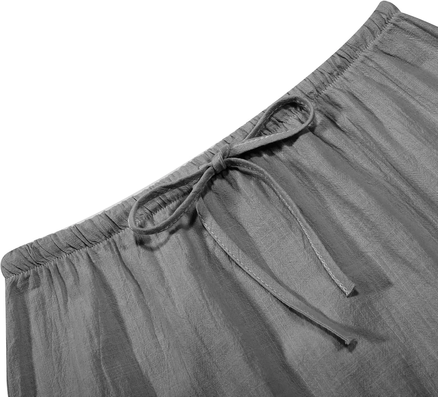 Linen Maxi Skirt for Women Drawstring Waist A Line Long Flowy Ankle-Length Trendy Boho Dress Comfy Summer Beach Vacation