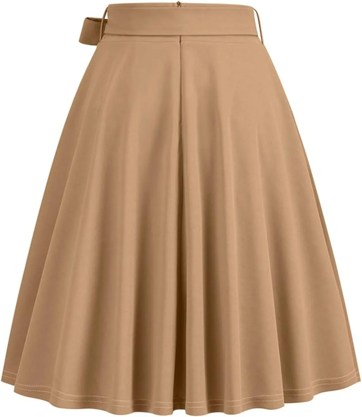 Long Skirts for Women Trendy Vintage Flare Skirt Midi Length Casual Soft High Waisted Bow A Line Summer Skirts
