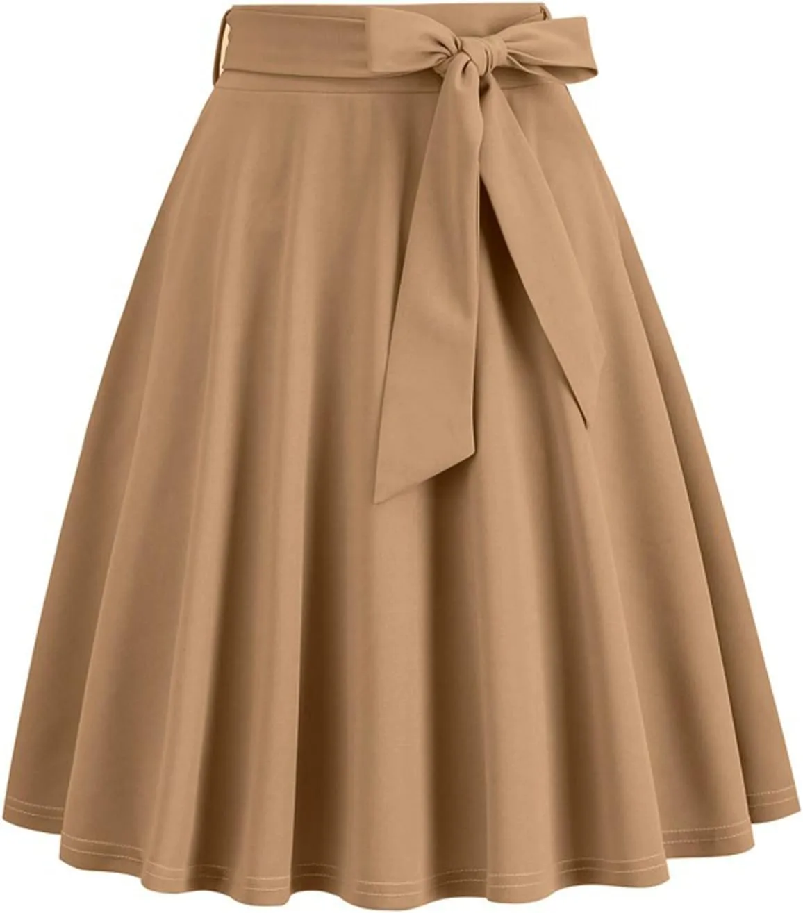 Long Skirts for Women Trendy Vintage Flare Skirt Midi Length Casual Soft High Waisted Bow A Line Summer Skirts