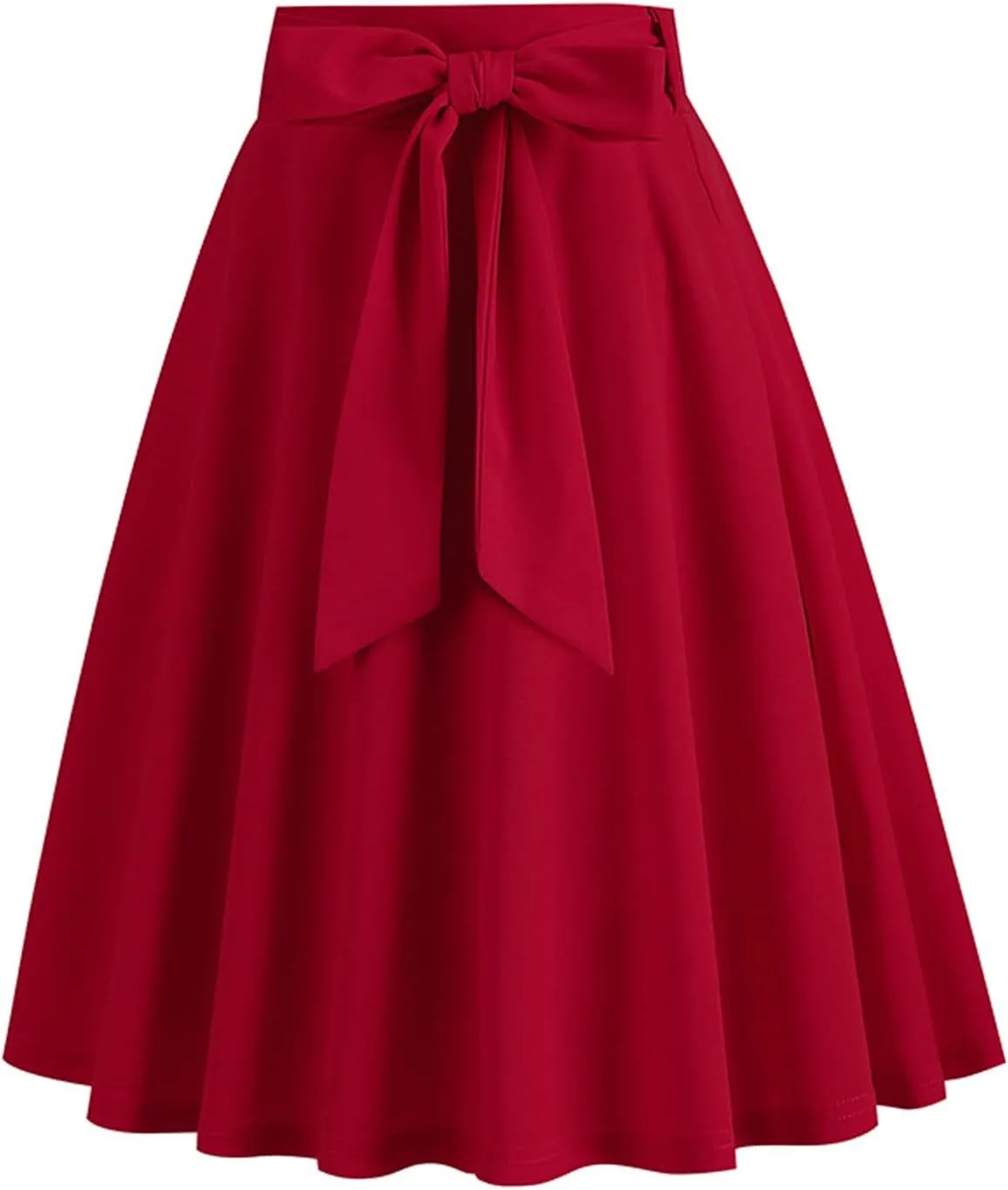 Long Skirts for Women Trendy Vintage Flare Skirt Midi Length Casual Soft High Waisted Bow A Line Summer Skirts