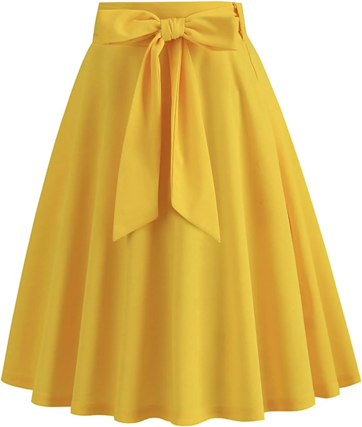 Long Skirts for Women Trendy Vintage Flare Skirt Midi Length Casual Soft High Waisted Bow A Line Summer Skirts