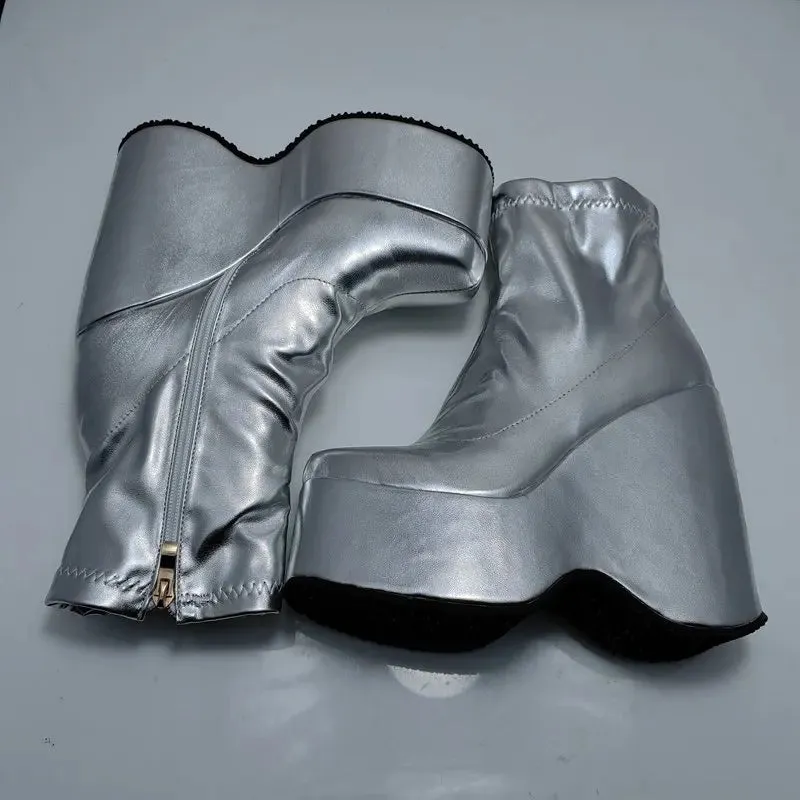 Luxury Women's Platform Boots - Fashionable Thick High Heels, Sexy Block Heel Booties for Party & Office