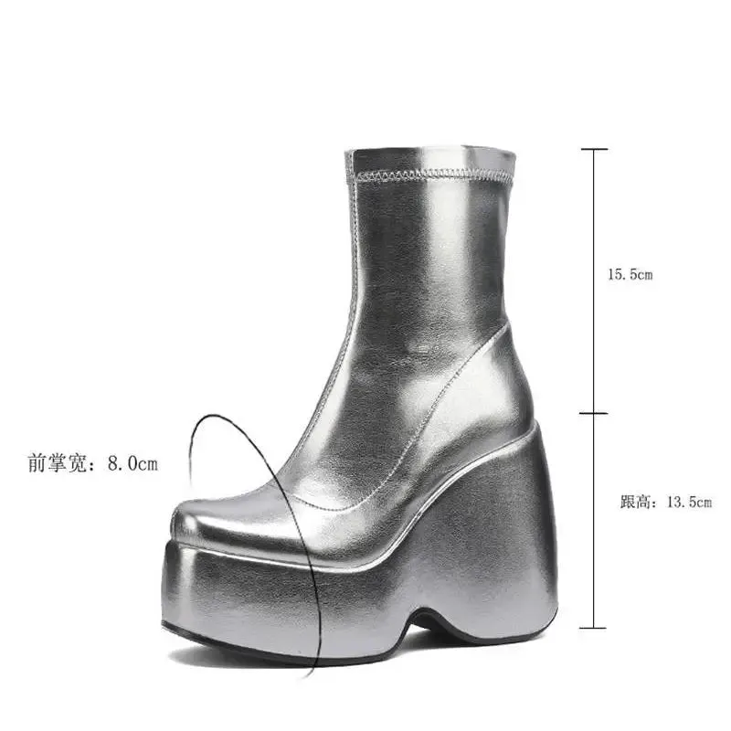 Luxury Women's Platform Boots - Fashionable Thick High Heels, Sexy Block Heel Booties for Party & Office