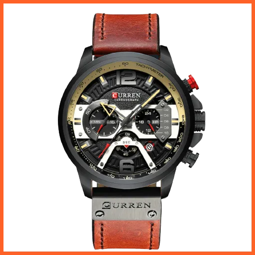 Men'S Casual Sport Watches | Blue Top Brand Luxury Military Leather Chronograph Wrist Watches