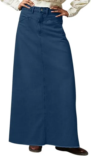 midelxp Jean Skirts for Women Summer Y2k High Waisted Maxi Skirts with Pockets Casual Frayed Raw Hem Long Denim Skirt