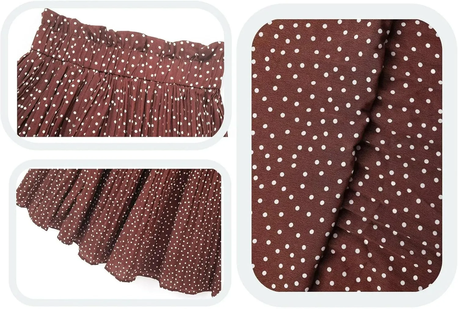 Midi Pleated Skirts for Women Polka Dot Swing High Waist Maxi Skirt with Pockets Dresses