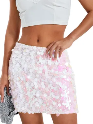 miduo Womens Sequin Skirt High Waist Stretchy Bodycon Sparkle Night Out Party Mini Skirts