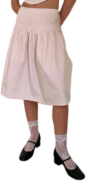 NUFIWI Womens Summer Low Waist A Line Midi Skirts Elegant Flowy Swing Tiered Long Skirt Y2K Solid Color Beach Maxi Skirts
