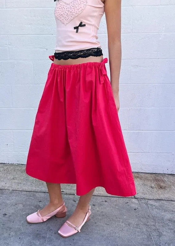 NUFIWI Womens Summer Low Waist A Line Midi Skirts Elegant Flowy Swing Tiered Long Skirt Y2K Solid Color Beach Maxi Skirts