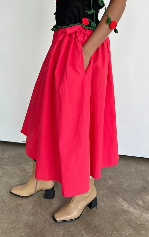 NUFIWI Womens Summer Low Waist A Line Midi Skirts Elegant Flowy Swing Tiered Long Skirt Y2K Solid Color Beach Maxi Skirts