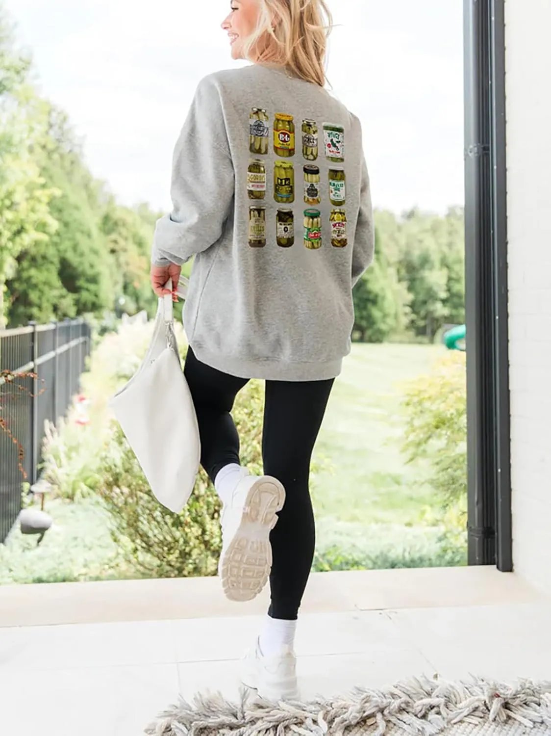 Pickle Sweatshirt Women Funny Pickle Jar Graphic Fleece Sweatshirt Crewneck Oversized Pullover Sweatshirtirt
