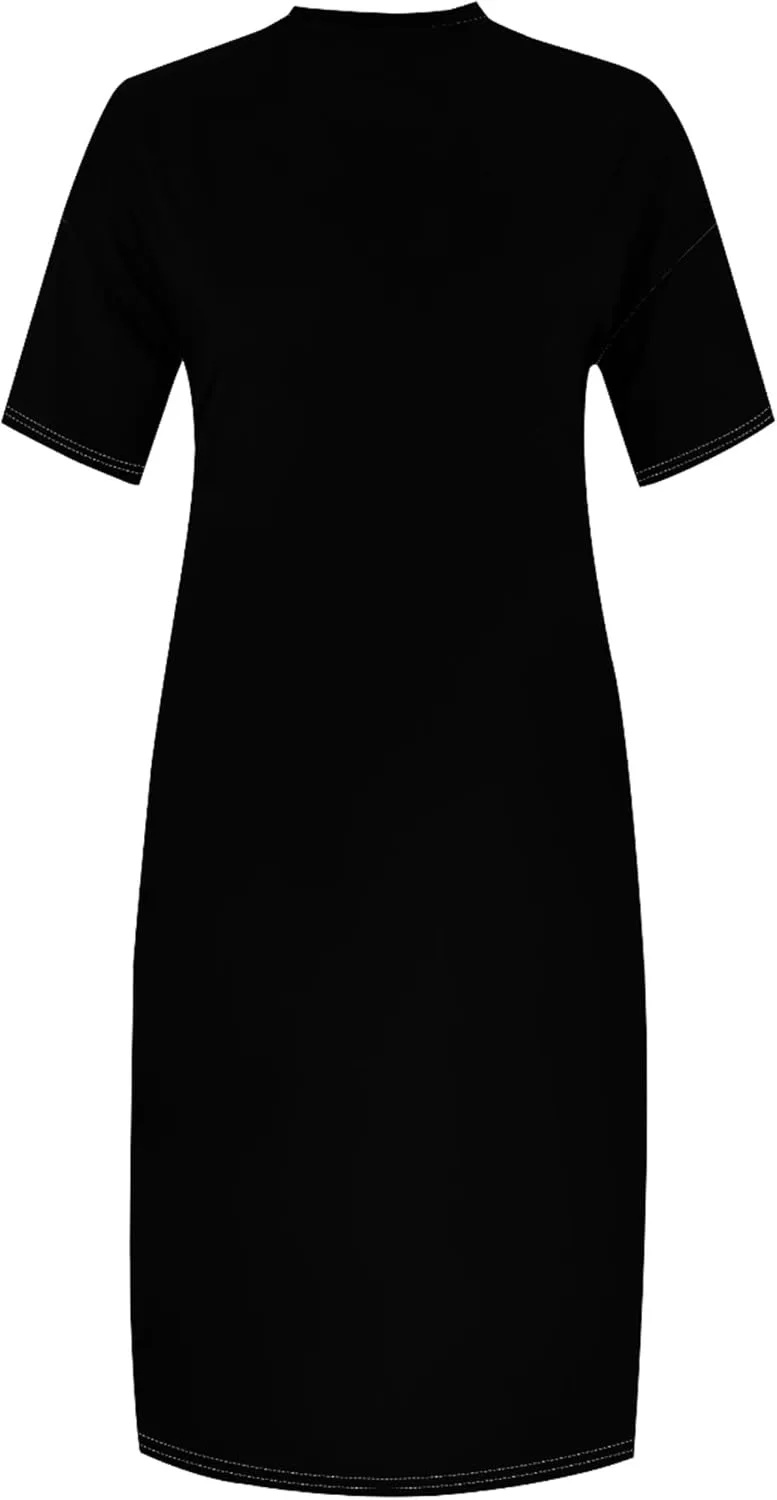 Plus Size Summer Casual Loose Dresses for Women Beach Swing Sundress Short Sleeve Tshirt Long Maxi Dress with Pockets