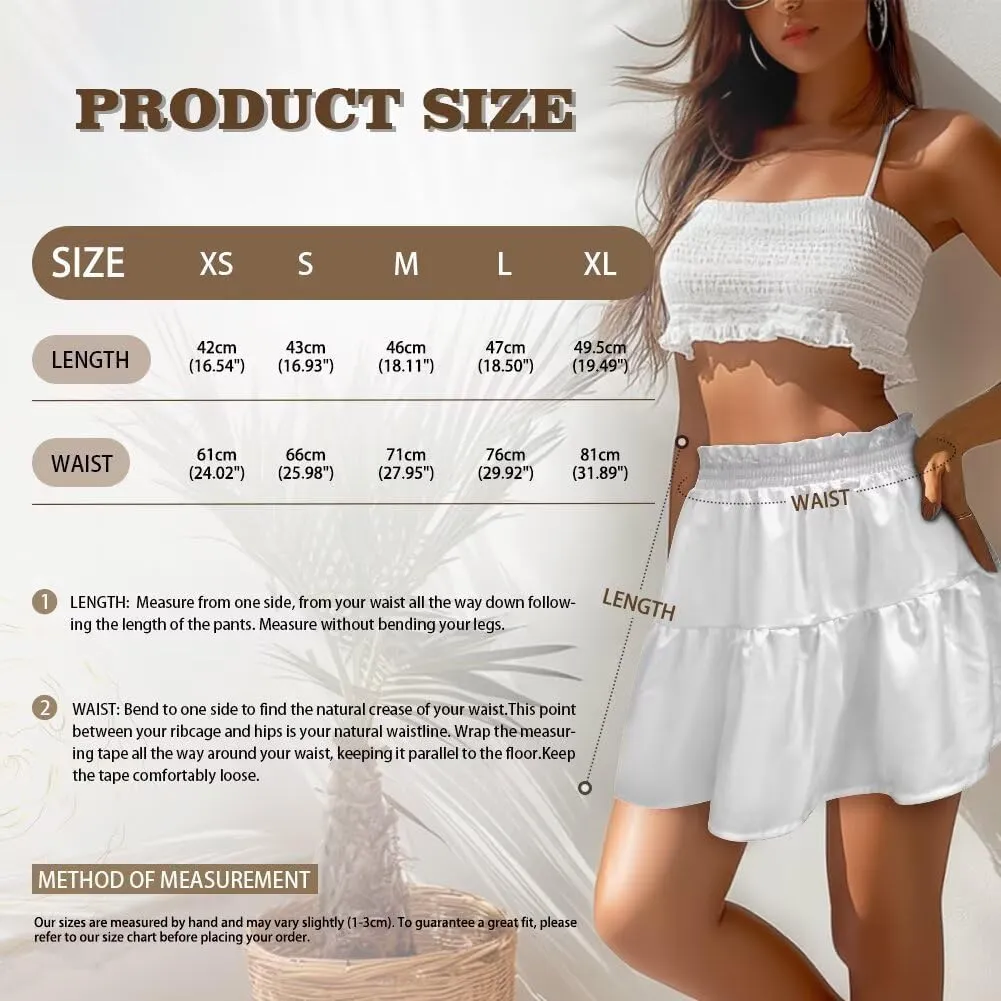 Ruched Skirt for Women Empire Waist Slim Mini Skater Skirt Causal Breathable Soft Short Skirt Basic Summer Outfits