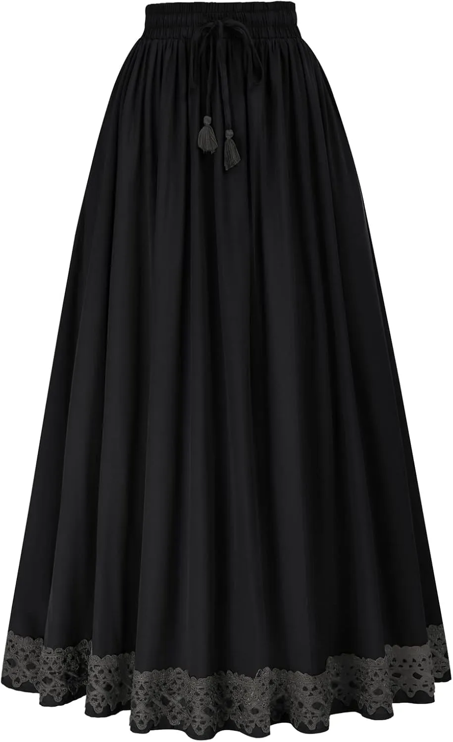 Scarlet Darkness Long Maxi Skirts for Women Elastic High Waist Drawstring Renaissance Skirt with Pockets