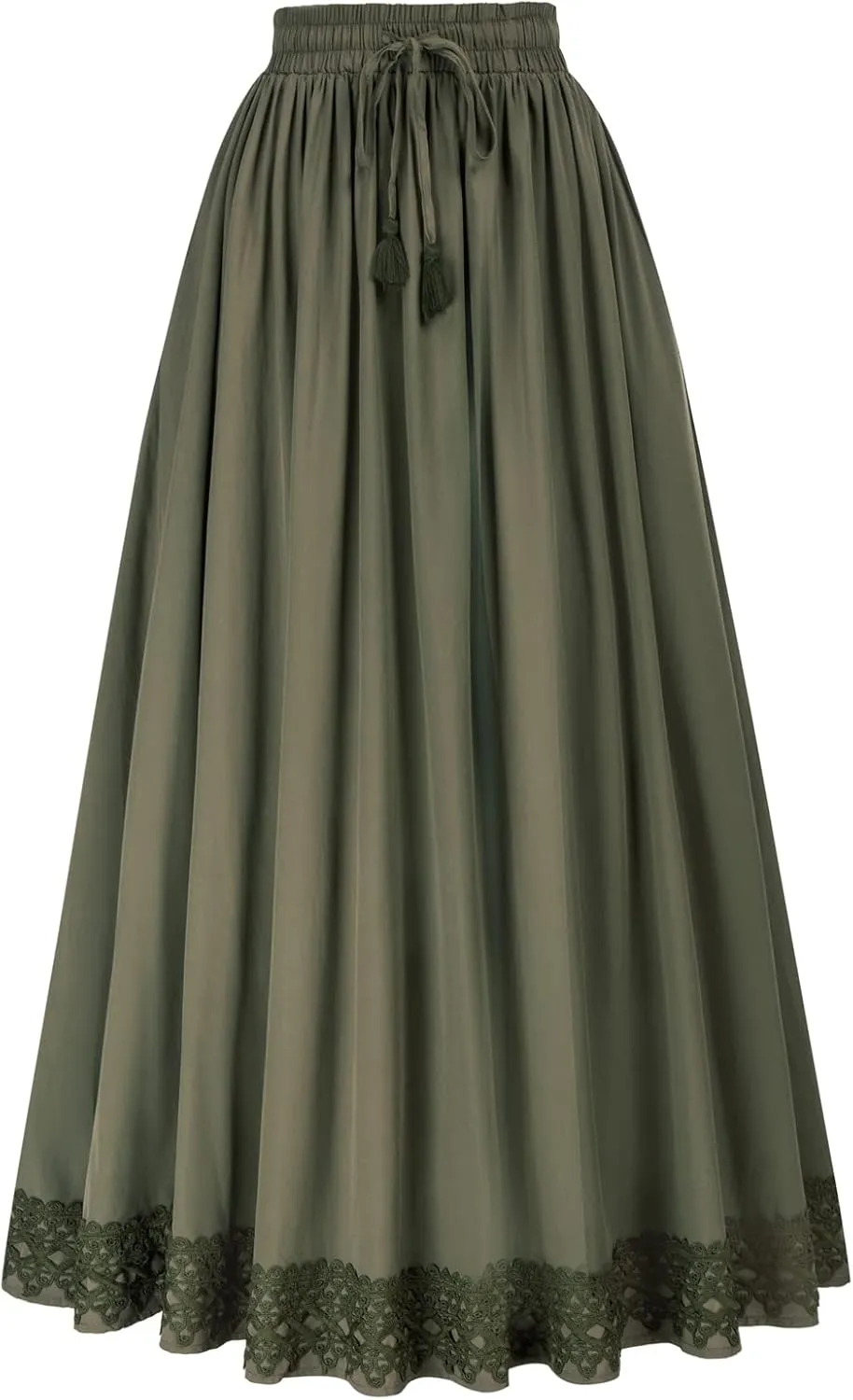 Scarlet Darkness Long Maxi Skirts for Women Elastic High Waist Drawstring Renaissance Skirt with Pockets