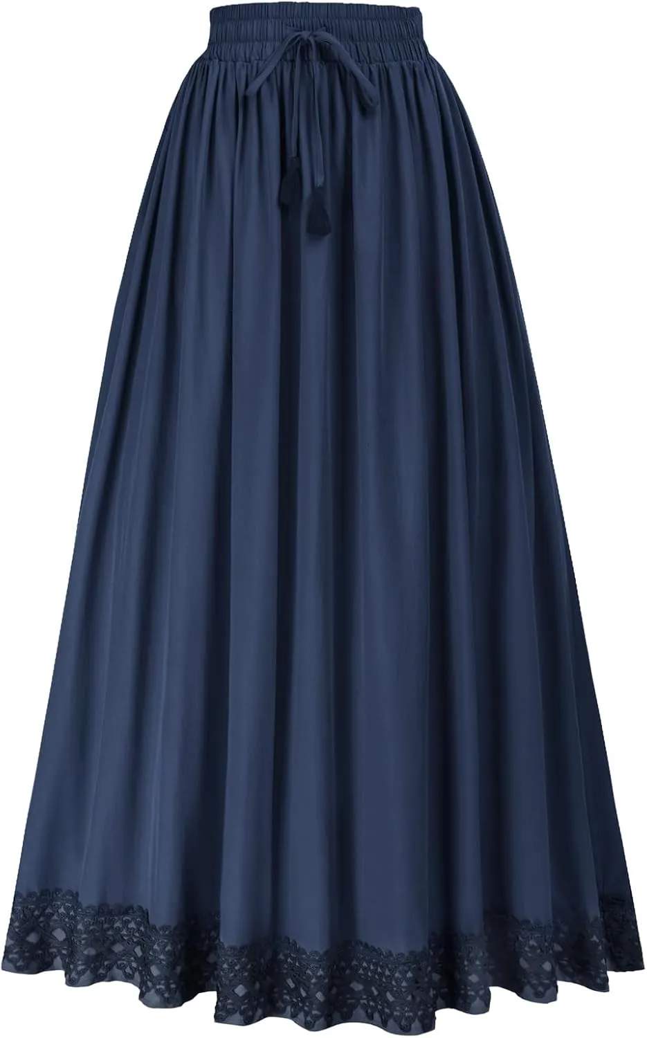 Scarlet Darkness Long Maxi Skirts for Women Elastic High Waist Drawstring Renaissance Skirt with Pockets