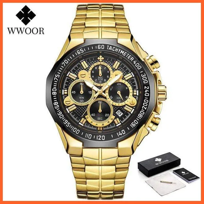 Sports Military Watches Men Top Brand Luxury Gold Full Steel Waterproof Analog 24 Hour Quartz Wristwatch