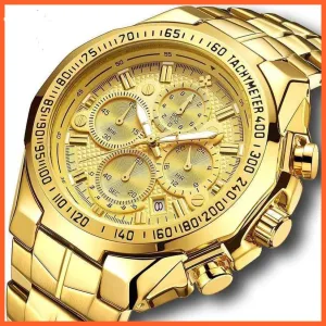 Sports Military Watches Men Top Brand Luxury Gold Full Steel Waterproof Analog 24 Hour Quartz Wristwatch