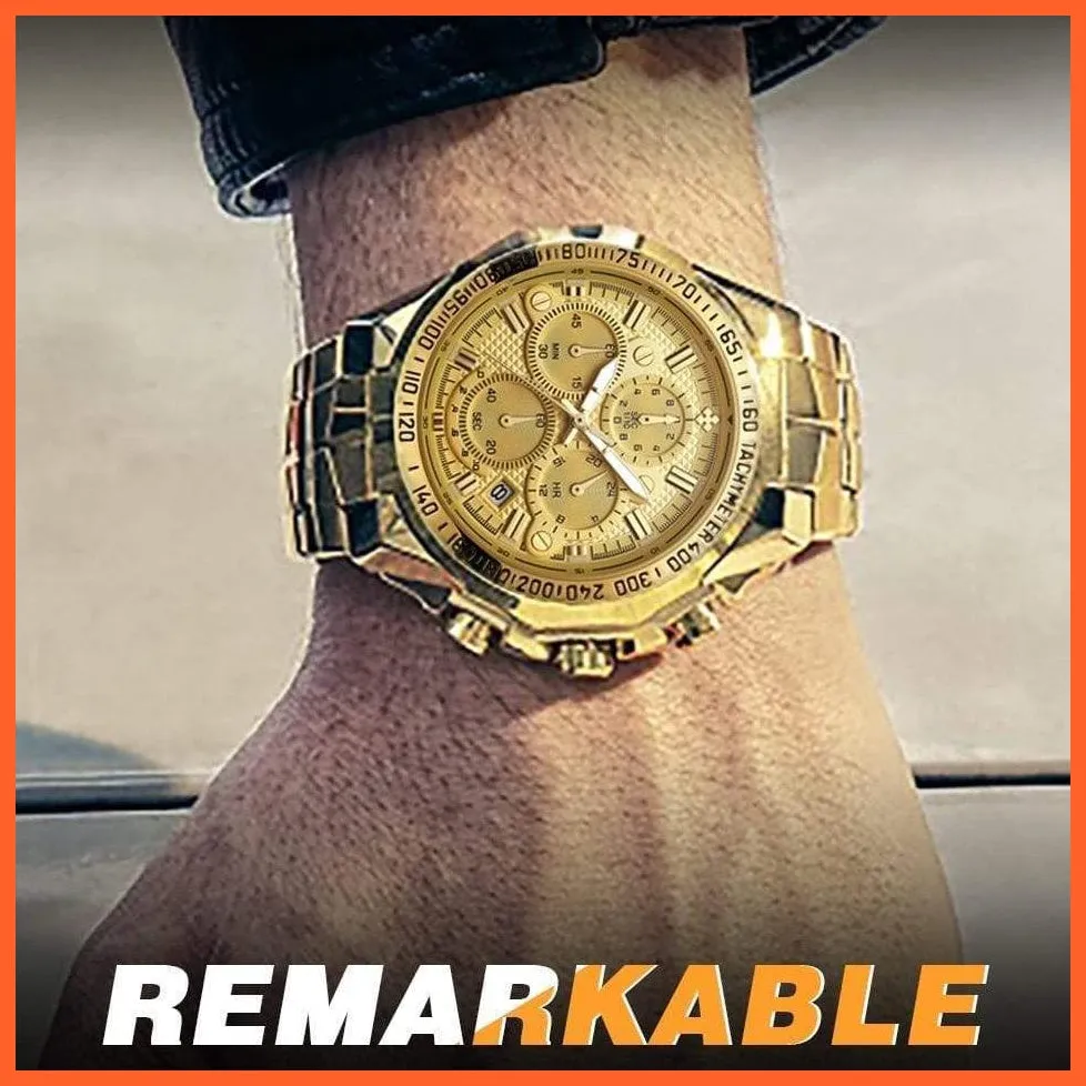 Sports Military Watches Men Top Brand Luxury Gold Full Steel Waterproof Analog 24 Hour Quartz Wristwatch