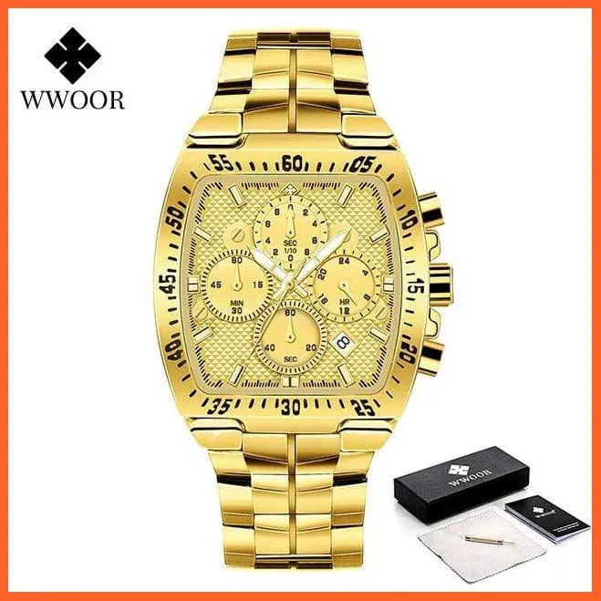 Sports Military Watches Men Top Brand Luxury Gold Full Steel Waterproof Analog 24 Hour Quartz Wristwatch