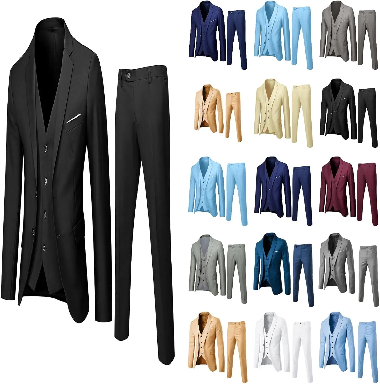 Suits for Men 2-Piece Lightweight Sets Slim Fit 2 Button Casual Business Wedding Party Jacket Blazer & Pants Set