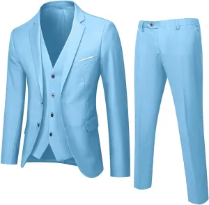 Suits for Men 2-Piece Lightweight Sets Slim Fit 2 Button Casual Business Wedding Party Jacket Blazer & Pants Set