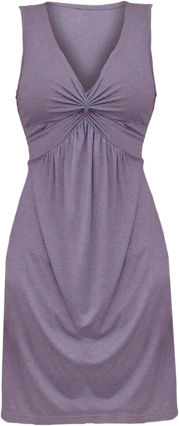 Summer Dresses for Women 2025 Sexy V Neck Sleeveless Tank Dress Knotted Front A Line Sundress Casual Beach Vacation Outfits