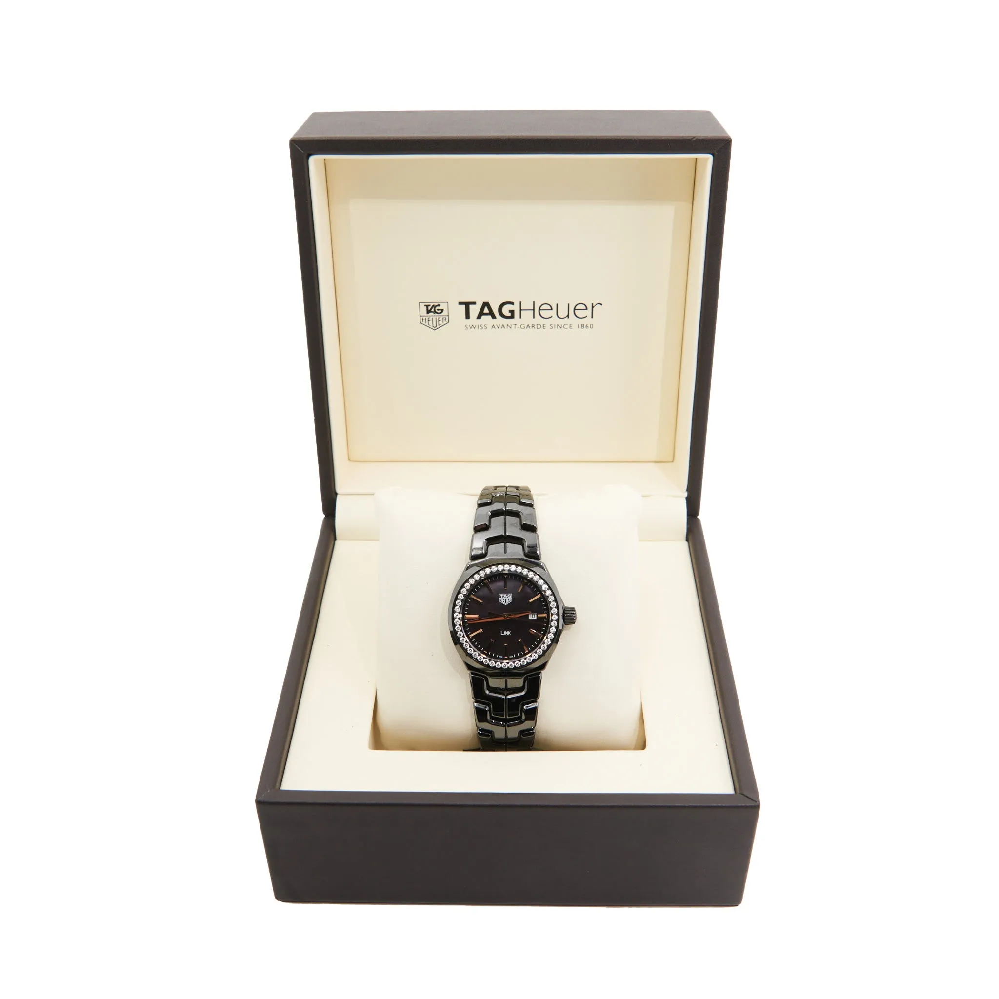 Tag Heuer Ceramic Link Lady Diamonds Black Face